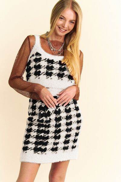 Davi & Dani Scoop Neck Wide Strap Top and Skirt Sweater Set - Hovatok