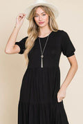BOMBOM Short Sleeve Tiered Maxi Dress - Hovatok