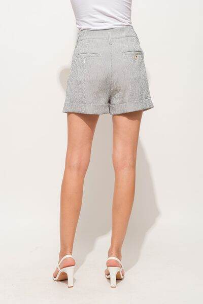 And The Why Pin Striped High Waist Rolled Shorts - Hovatok