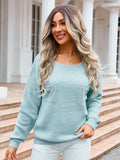 Angel Wings Decor Button Drop Shoulder Knit Top - Hovatok