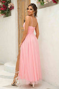 Asymmetrical Ruched Slit Dress - Hovatok