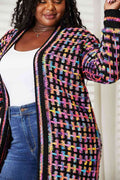 Angel Wings Full Size Multicolored Open Front Fringe Hem Cardigan - Hovatok