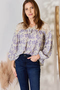 Hailey & Co Full Size Lace Detail Printed Blouse - Hovatok