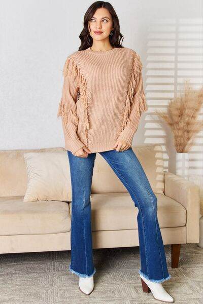 And The Why Tassel Detail Long Sleeve Sweater - Hovatok