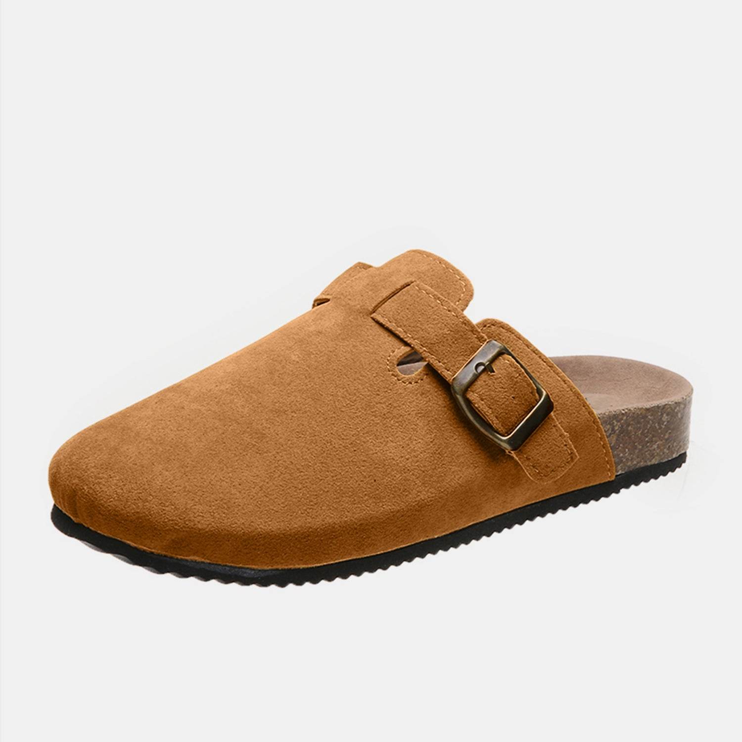 Suede Closed Toe Buckle Slide - Hovatok