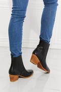 MMShoes Love the Journey Stacked Heel Chelsea Boot in Black - Hovatok