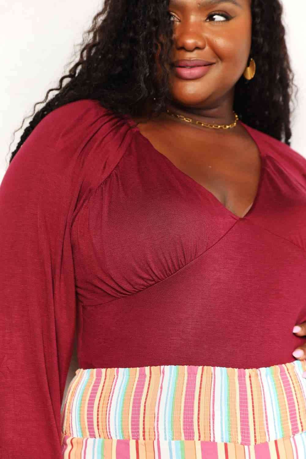 Culture Code Full Size V-Neck Bodysuit - Hovatok