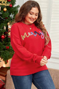 Plus Size MERRY Round Neck Long Sleeve Sweater - Hovatok