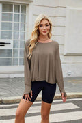 Backless Round Neck Long Sleeve T-Shirt - Hovatok