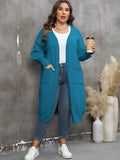 Plus Size Long Sleeve Pocketed Cardigan - Hovatok