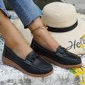 Weave Wedge Heeled Loafers - Hovatok