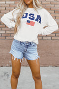 US Flag Corded Long Sleeve Sweatshirt - Hovatok