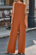 Full Size V-Neck Wide Strap Jumpsuit - Hovatok