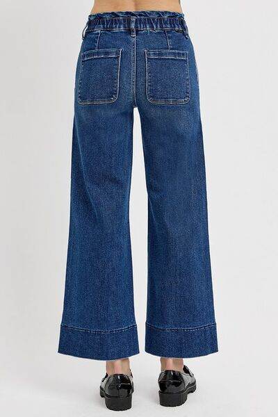 RISEN Elastic Band Wide Leg Jeans - Hovatok