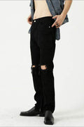 Distressed Mid Rise Jeans with Pockets - Hovatok