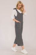 Celeste Full Size Striped Scoop Neck Overalls with Pockets - Hovatok