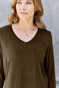 Basic Bae Full Size V-Neck Long Sleeve Top - Hovatok