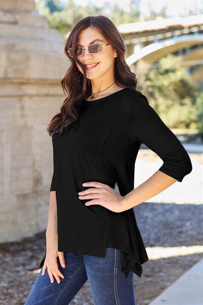 Basic Bae Full Size Round Neck Pocketed T-Shirt - Hovatok