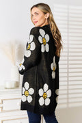 Perfee Floral Button Down Longline Cardigan - Hovatok