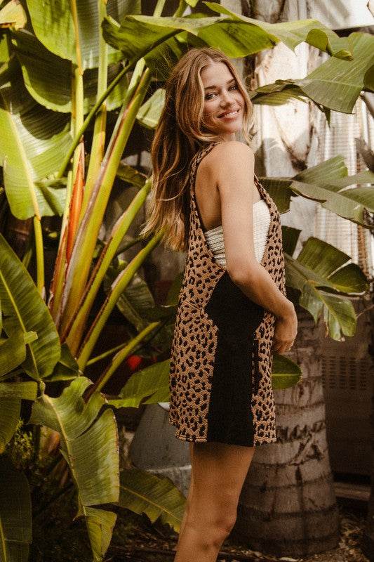 BiBi Leopard Sleeveless Overalls with Pockets - Hovatok