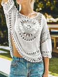 Cutout Round Neck Half Sleeve Cover Up - Hovatok