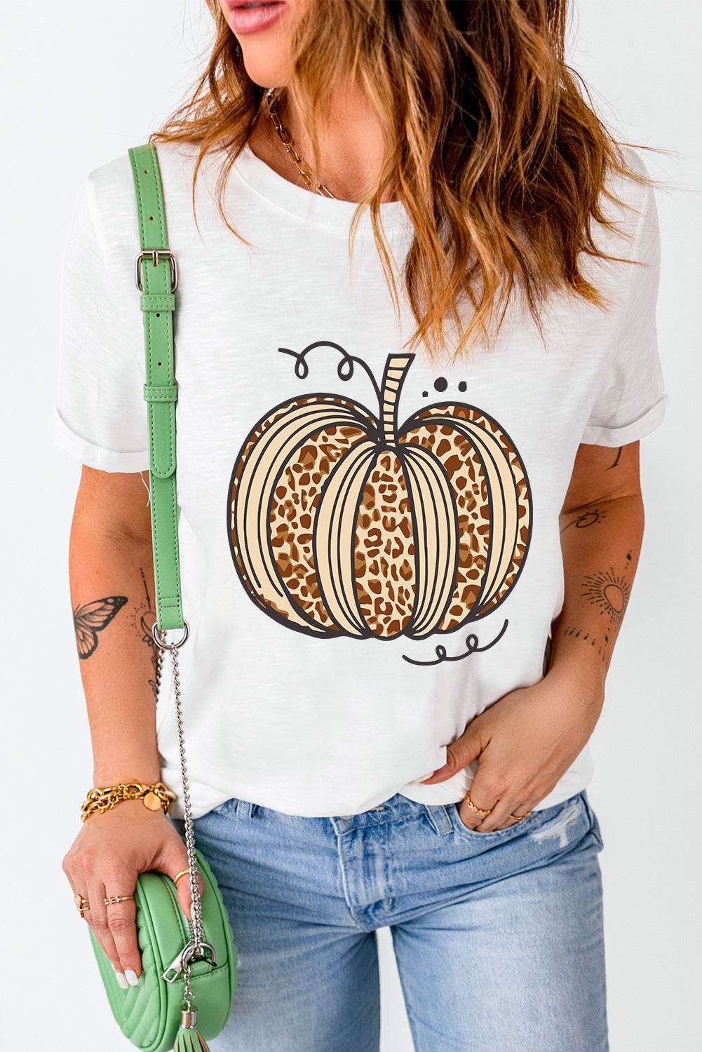 Pumpkin Round Neck Short Sleeve T-Shirt - Hovatok
