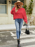 Round Neck Lantern Sleeve Sweater - Hovatok