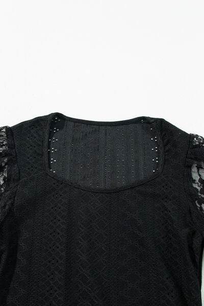 Eyelet Lace Long Sleeve Bodysuit - Hovatok