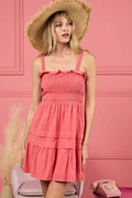 BiBi Smocked Ruffle Hem Mini Dress - Hovatok