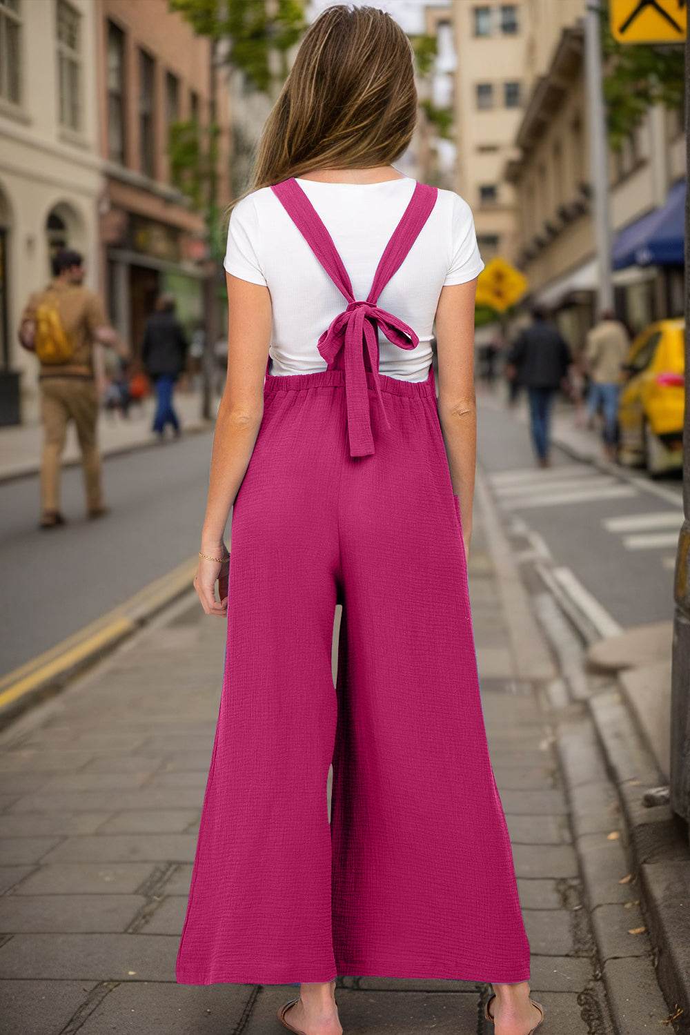 Double Take Full Size Wide Leg Overalls with Pockets - Hovatok