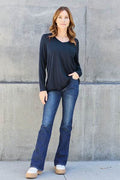 Basic Bae Full Size V-Neck Long Sleeve Top - Hovatok