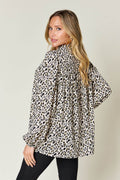 Double Take Full Size Leopard Long Sleeve Blouse - Hovatok