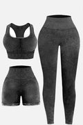 3 Piece Washed Square Neck Wide Strap Active Set - Hovatok