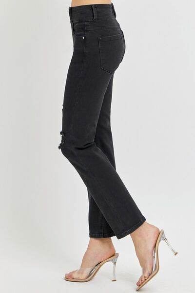 RISEN Full Size High Rise Wide Waistband Ankle Bootcut Jeans - Hovatok
