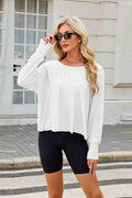 Cutout Back Round Neck Long Sleeve T-Shirt - Hovatok
