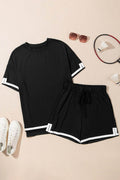 Contrast Trim Tee and Shorts Set - Hovatok