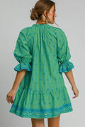 Umgee Full Size Tassel Embroidered Flounce Sleeve Mini Dress Plus Size - Hovatok