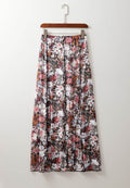 Floral Elastic Waist Maxi Skirt - Hovatok