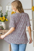 Heimish Full Size Short Sleeve Crisscross Animal Babydoll Top Plus Size - Hovatok
