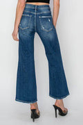Risen Full Size High Rise Patch Detailed Wide Leg Crop Jeans - Hovatok