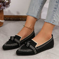 knitted Slip-On Flats with Bow - Hovatok