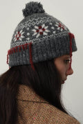 Seam Trim Geometric Knit Hat - Hovatok