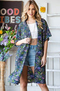 Heimish Full Size Half Sleeve Floral Open Cardigan Plus Size - Hovatok