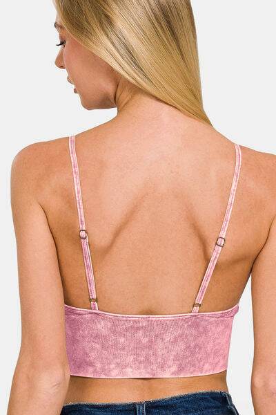 Zenana Washed Ribbed Bra Padded Cami - Hovatok