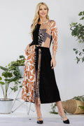 Celeste Full Size Multi Pattern Front Tie Midi Dress Plus Size - Hovatok