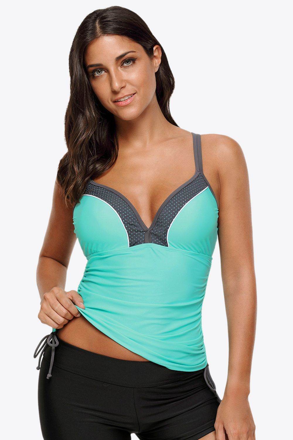 Contrast Sweetheart Neck Swim Cami - Hovatok