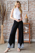 Heimish Full Size Solid Damask Casual Pants Plus Size - Hovatok