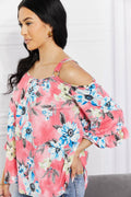 Sew In Love Full Size Fresh Take Floral Cold-Shoulder Top - Hovatok