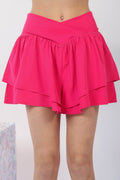 VERY J V-Shaped High Waist Layered Active Shorts - Hovatok