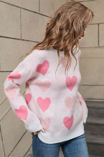 Angel Wings Heart Round Neck Long Sleeve Sweater - Hovatok